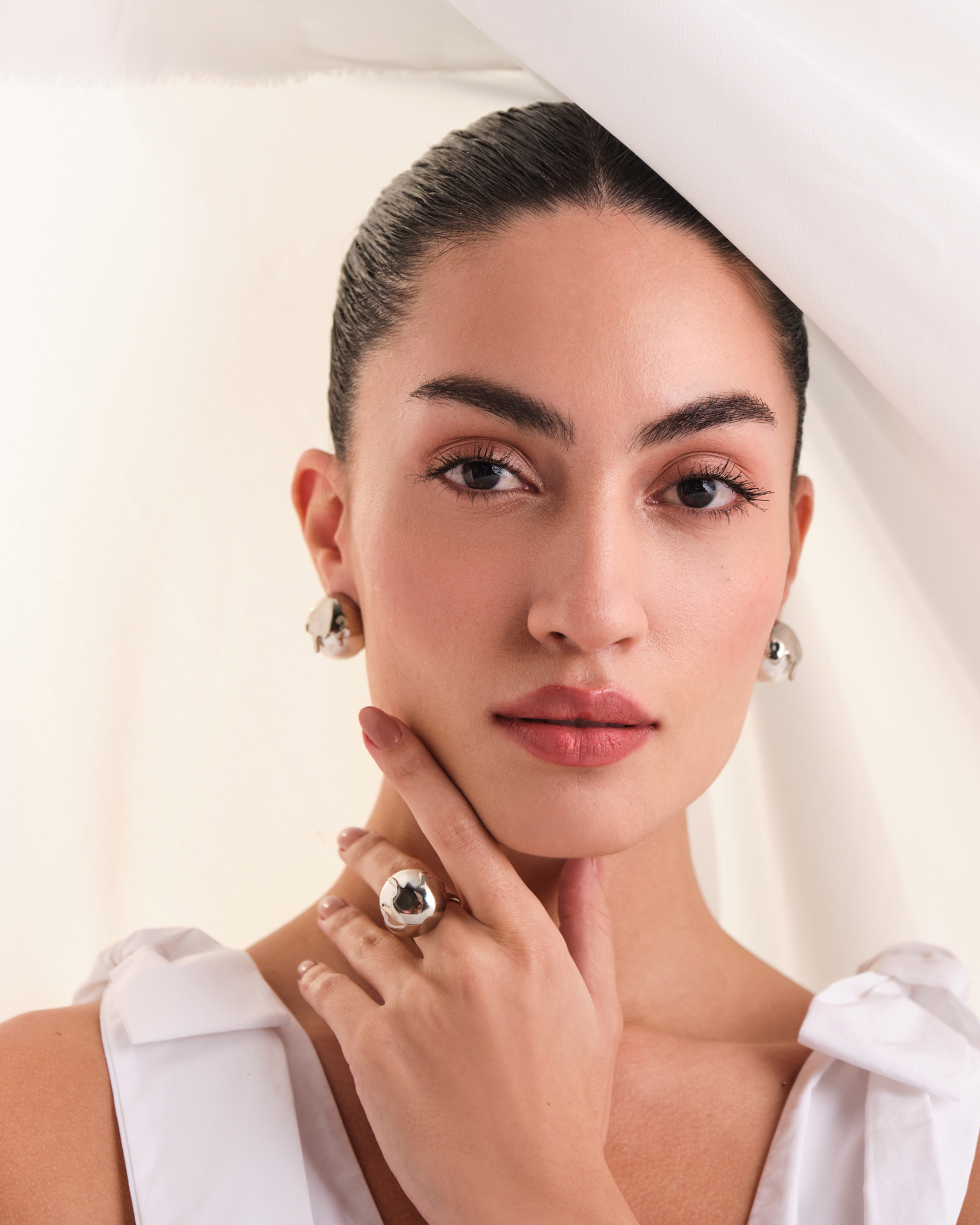 Dune Studs &amp; Ring - Chrome (Combo)