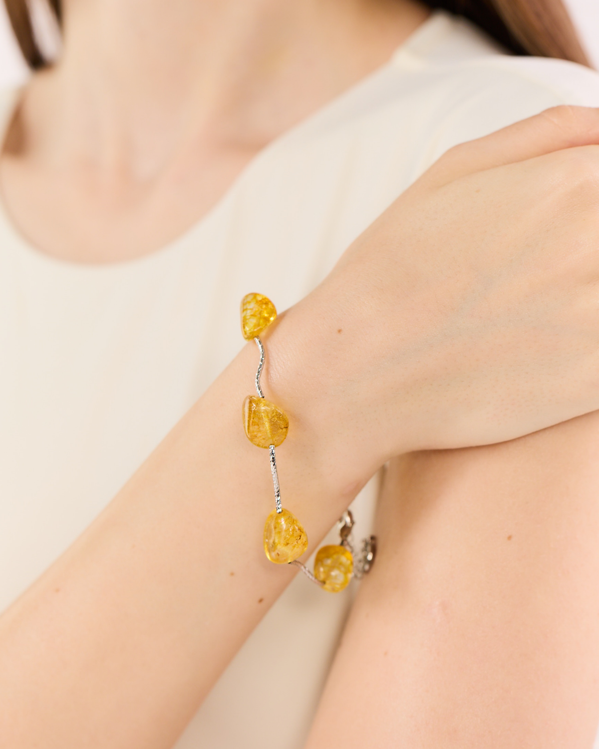 Piped Yellow Tumbles Bracelet