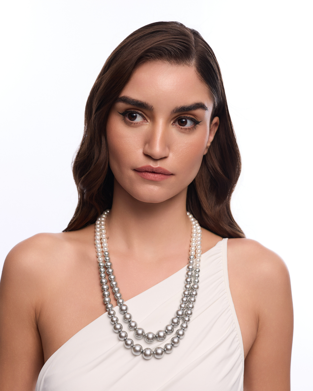 Double Graded Ombre Necklace - Silver