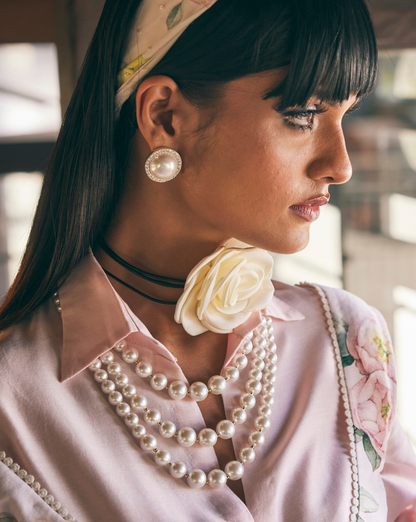 Triple Graded Bandel Pearl Necklace