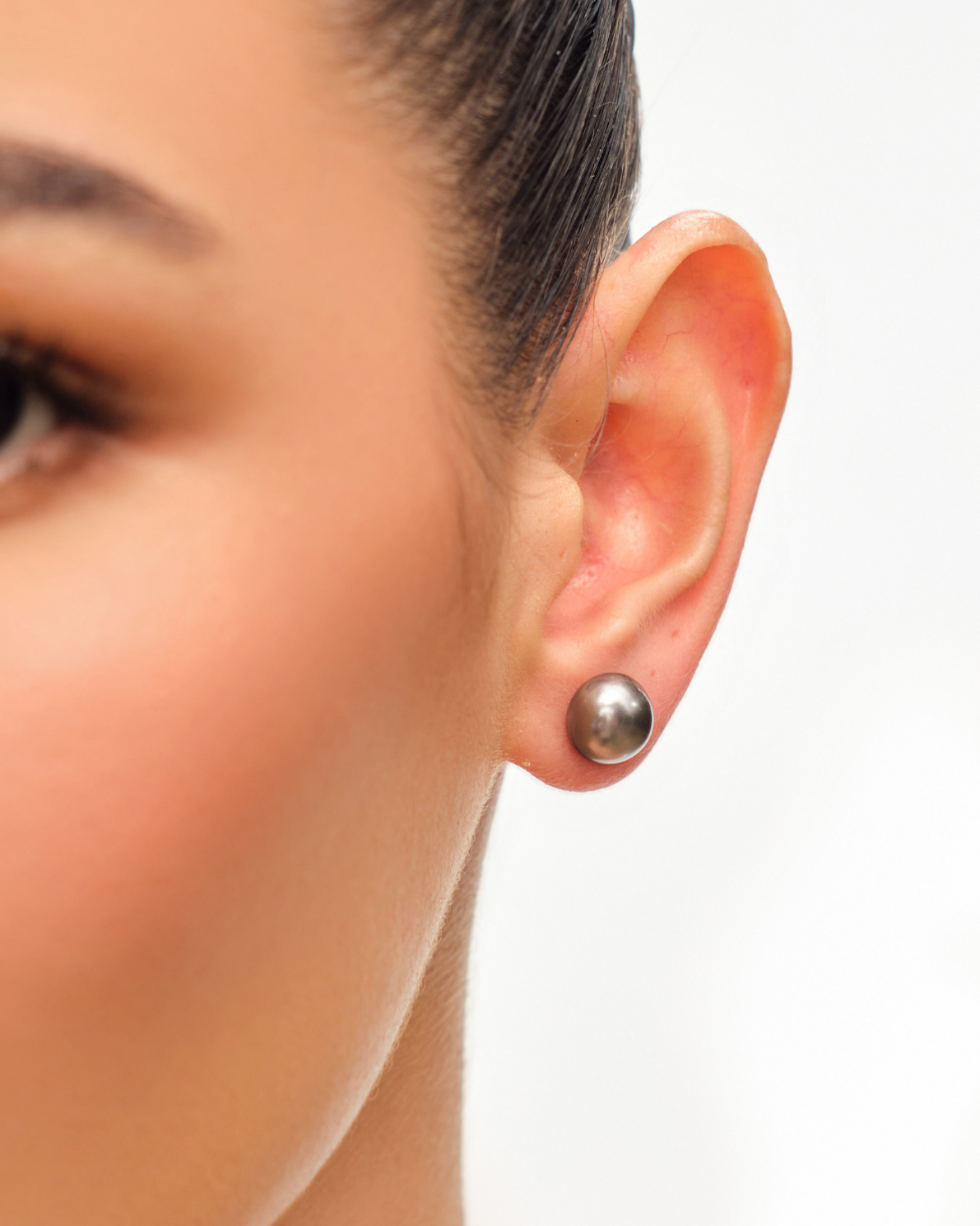 10mm Pearl Studs - Dark Silver