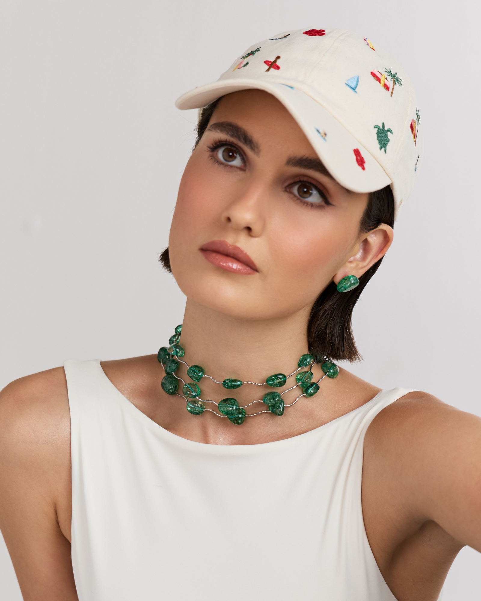 Piped Green Tumbles Choker