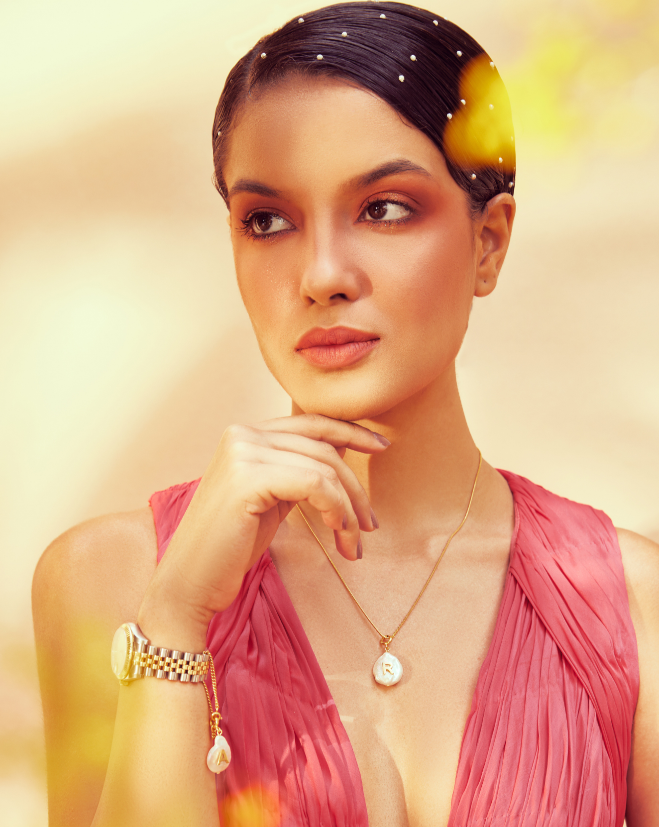 Initial Pearl Watch Charm