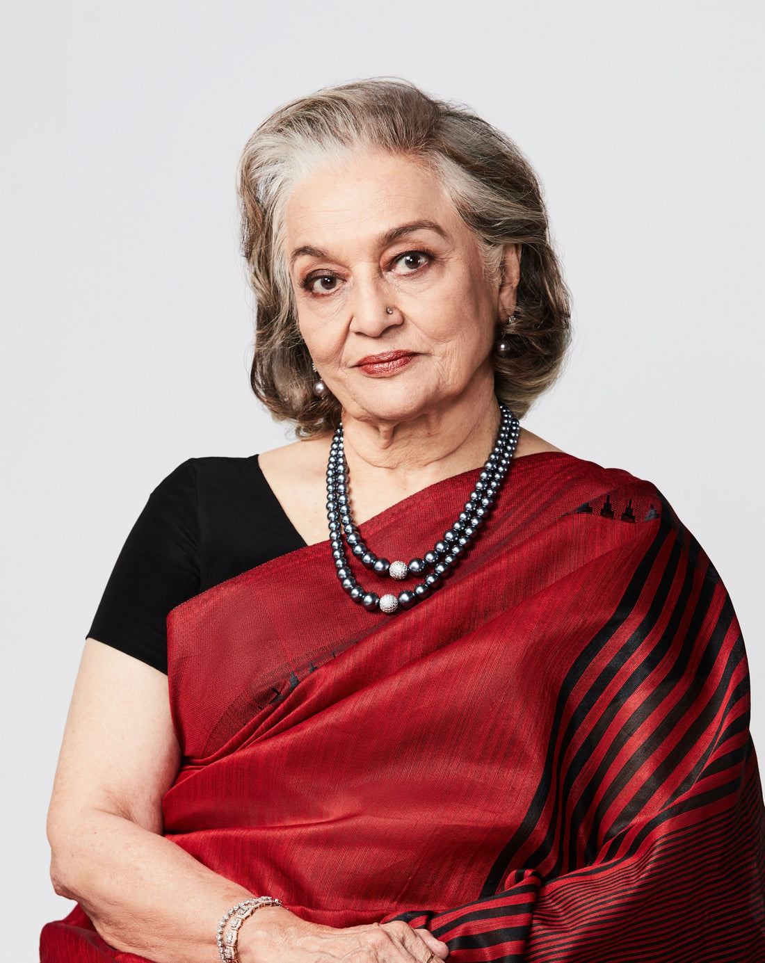 Double Graded Pearls - Dark Silver with Swarovski